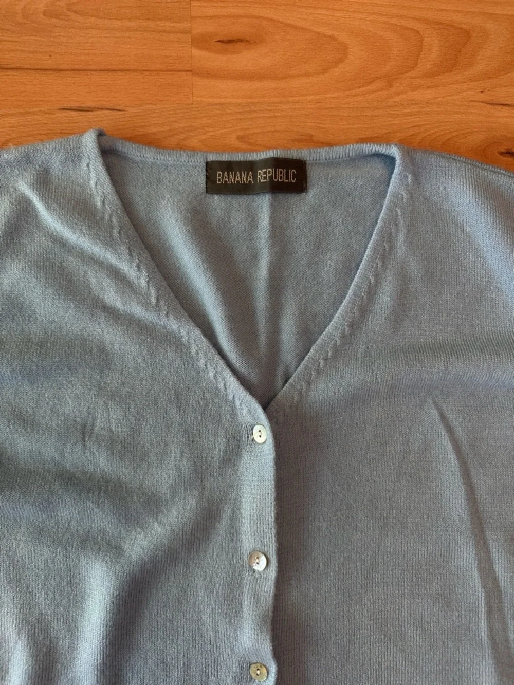 Light Blue V-Neck Button Cardigan Sweater - Picture 2 of 3